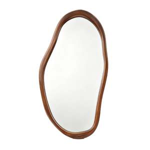 Wall Mirrors: Fluid Wooden Wall Mirror Walnut 118x58cm