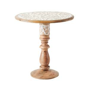 Side Tables: Round Carved Pedestal Table 56x53x53cm