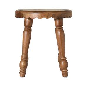 Side Tables: Sati Scalloped Wooden Side Table 41cm