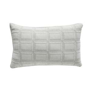 Asher Soft Washed Voile Quilted Cushion Soft Grey 35x55cm