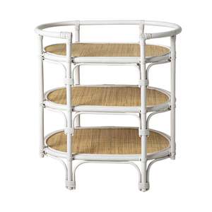 Console Tables: Juniper Rattan 3 Tier Curved Shelving Unit