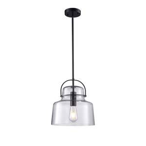 Teresa Glass Pendant Matt Black 30x51cm