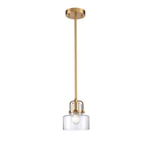 Pendants: Tiffany Glass Pendant Satin Brass 15x24cm