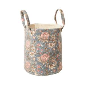 Fleurs Crush Cotton Dhurrie Basket Medium 41x35cm