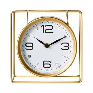 Caged Mantel Clock Gold 18x18x7cm