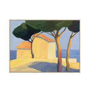 Prints Paintings: Mediterranean Vista Framed Textured Print 120x90cm
