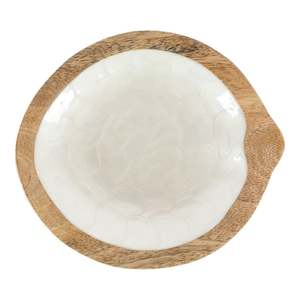 Arlo Round Teardrop Wooden Bowl 16x14x2.5cm