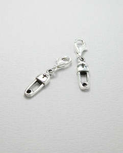 Charms: Baby Safety Pin Charm in Sterling Silver