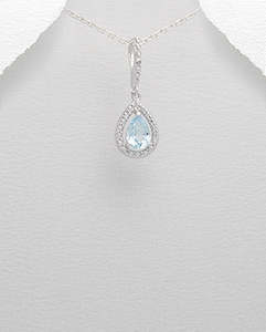 Dazzling Pear cut Sky Blue Topaz Pendant