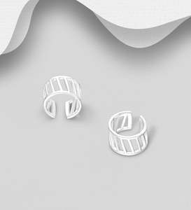 Earrings: Bar Cuff Earrings in Sterling Silver