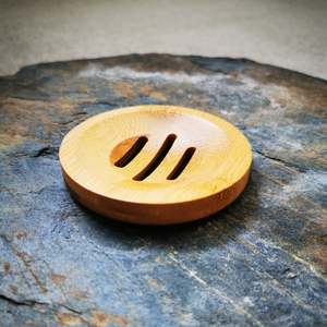 Bathroom: Round Bamboo Soap Dish