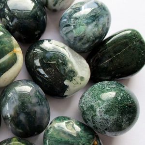 Products: Moss Agate Tumble - Earthsynergy webstore New Zealand