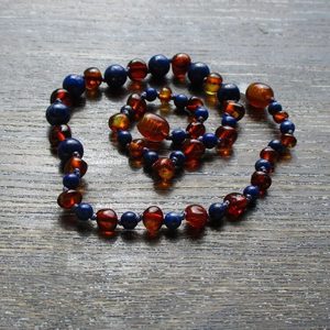 Products: Lapis Lazuli & Cognac Amber Necklace - Earthsynergy webstore