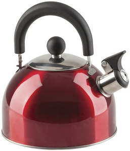 Outdoors Camping: Red Stainless Steel Whistling Kettle 2L