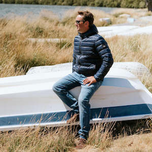 Moke: Moke Jimmy Mens Packable Down Jacket - Navy