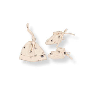 LFOH Knotted Beanie and Bootie Set - Wheat Marle Fruit N Vege