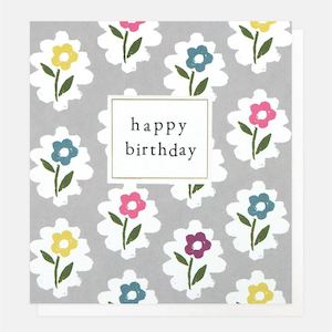 Greeting Cards Vouchers: Happy Birthday Coloured Flowers