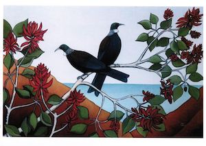 Greeting Cards Vouchers: Clare Reilly - Tui In The Flame Tree 1 - Card