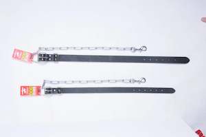 Leather Drovers Collar with Top Dee and Chain 30mm x 660mm