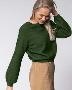 Noble Wilde Possum Merino Bellow Sleeve Jersey - Jungle