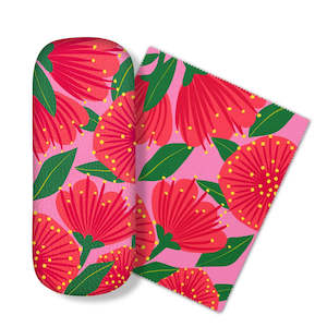 Glasses: Bright Botanical Pink Pohutukawa Glasses Case