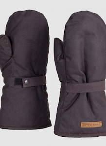 Oilskin: Styx Mill Fur Lined Oilskin Mittens - Brown