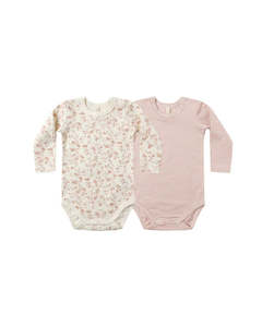 Quincy Mae - Jersey Bodysuit - 2 Pack - French Garden - Rose Stripe