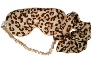 Bluhen - Leopard Print Satin Eyemask and Scrunchie