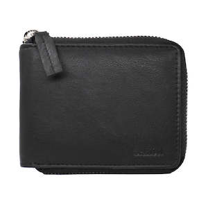 Baron Leather Zip Around Wallet - Black