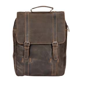 Messenger Satchel: Greenwood Leather Melbourne Laptop Backpack - Brown