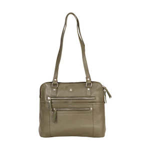 Shoulder Bag: Greenwood Arden Leather Tote - Olive Green Work and Travel Bag
