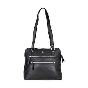 Shoulder Bag: Greenwood Arden Leather Tote - Black Work and Travel Bag