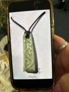 Accessories: Twigg Ngaru Tapered Long Necklace - Sage on Cord