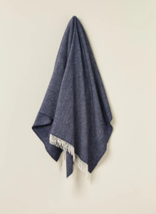 Homewares: Pure New Zealand Wool Throw Herringbone Collection - Navy
