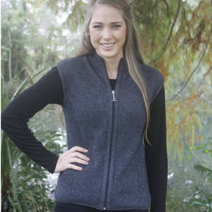 Lothlorian Possum Merino Zip Vest with Rib Detail