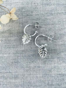 Accessories: Twigg Sterling Silver Huggie Pinecone Earrings