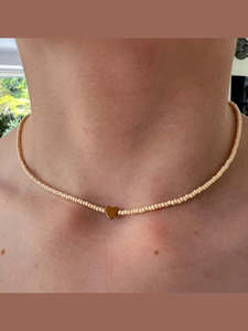 Twigg Summer Heart Seed Bead Necklace - White