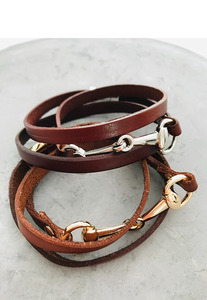 Twigg Equestrian Leather Snaffle Bangle Tan/Silver