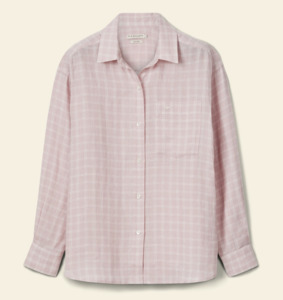 R M Williams: RMW Hopeland Linen Check Shirt - Ice Pink