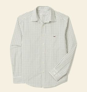 R M Williams: RMW Newland Poplin Check Shirt - Moss