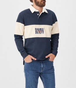 R M Williams: RMW Mens Heritage Rugby - Navy Sand