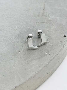 Accessories: Twigg Equestrian Cowboy Boot Stud Earrings - Silver