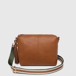 Louenhide: Louenhide Daisy Stripe Cossbody Bag - Tan