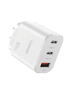 30W Wall Charger Dual USB-C and USB Ports