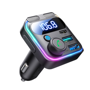 Bluetooth FM Transmitter with Dual Mics and Charging Ports