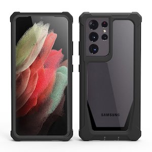 Samsung Galaxy S21 Ultra Phone Case with Raised Edges - Black