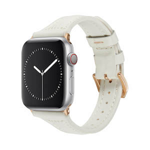 Slim White Candy Leather Apple Watch Band