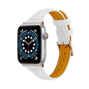 Smart Watches Amp Wearables: White Leather Apple Watch Band