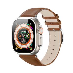 Smart Watches Amp Wearables: Leather Apple Watch Band with Stainless Steel Buckle - Brown
