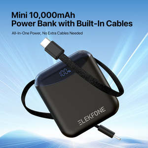 10K Mini Power Bank with Built-in Cables for iPhone, Samsung & More - ELEKFONE